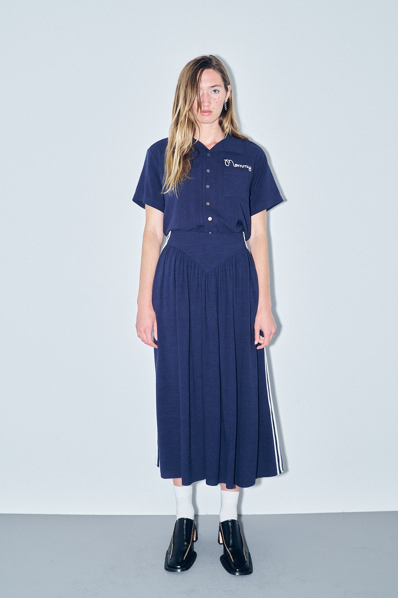 bowling shirt dress IDA Bowling Shirt Linen Mini Dress