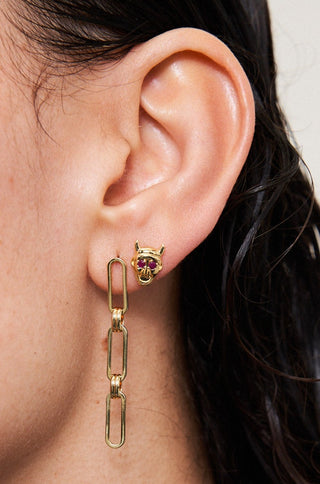 Double Devils Ruby 14K Gold Fill Stud Earrings
