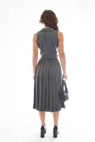 Gray Pleated Business Skirt
