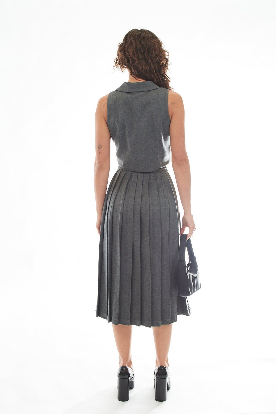 Gray Pleated Business Skirt