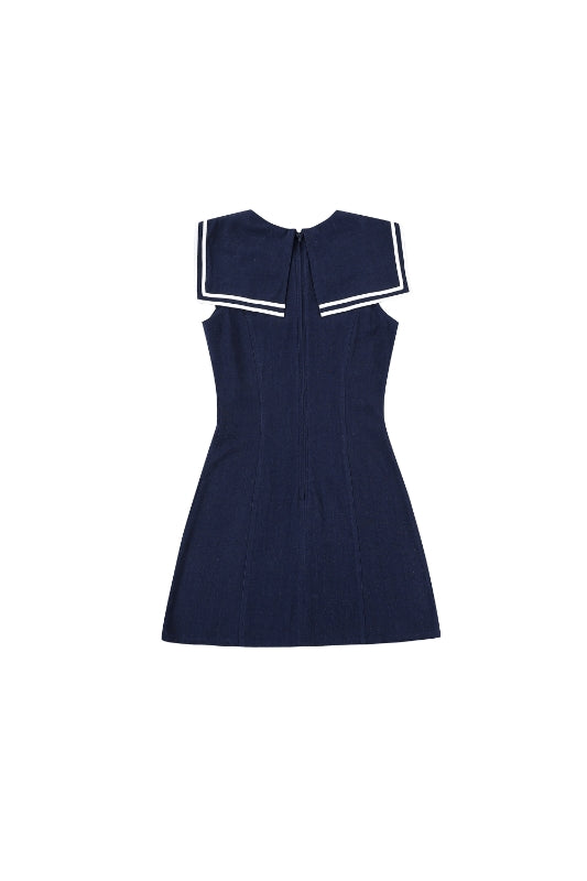 5 left- MISTAKE Sailor Dress Soft Linen Navy Micro Mini Fashion Brand Company 5 left- MISTAKE Sailor Dress Soft Linen Navy Micro Mini Fashion Brand Company