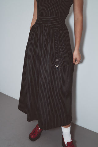 Garter Dress Tencel Stripe Black