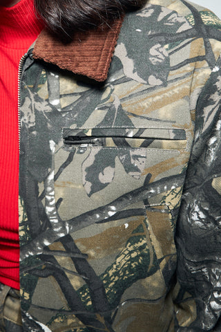 Canvas Construction Crop Jacket in Forest Camo