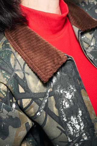 Canvas Construction Crop Jacket in Forest Camo