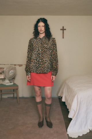 Soft Linen Boss Blouse Leopard