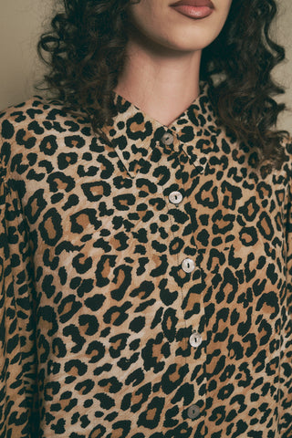 Soft Linen Boss Blouse Leopard