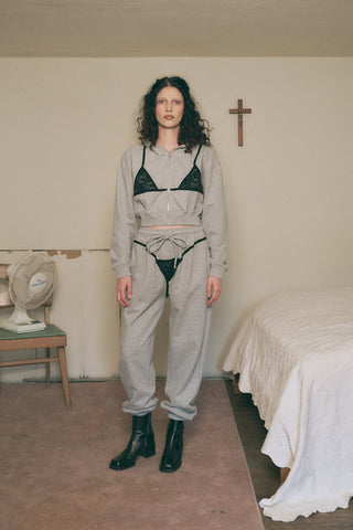 Lace Bikini Bod Zip-up Sweatpants Gray/Black