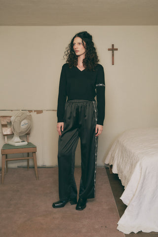 Pammy Sporty Satin Lounge Pants Black