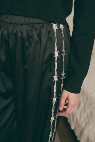 Pammy Sporty Satin Lounge Pants Black