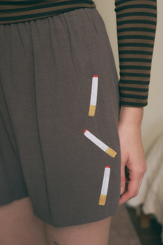 Cigarettes Soft Linen Shorts Gray