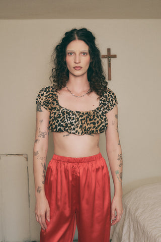 Lucky Dice Satin Lounge Pants Red
