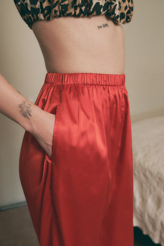Lucky Dice Satin Lounge Pants Red
