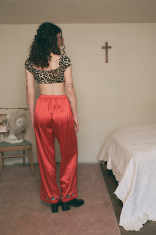 Lucky Dice Satin Lounge Pants Red
