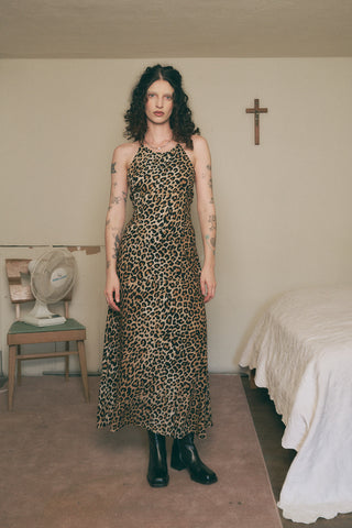 Resort Maxi Dress Soft Linen Leopard