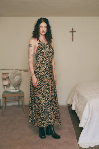 Resort Maxi Dress Soft Linen Leopard