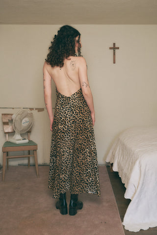 Resort Maxi Dress Soft Linen Leopard