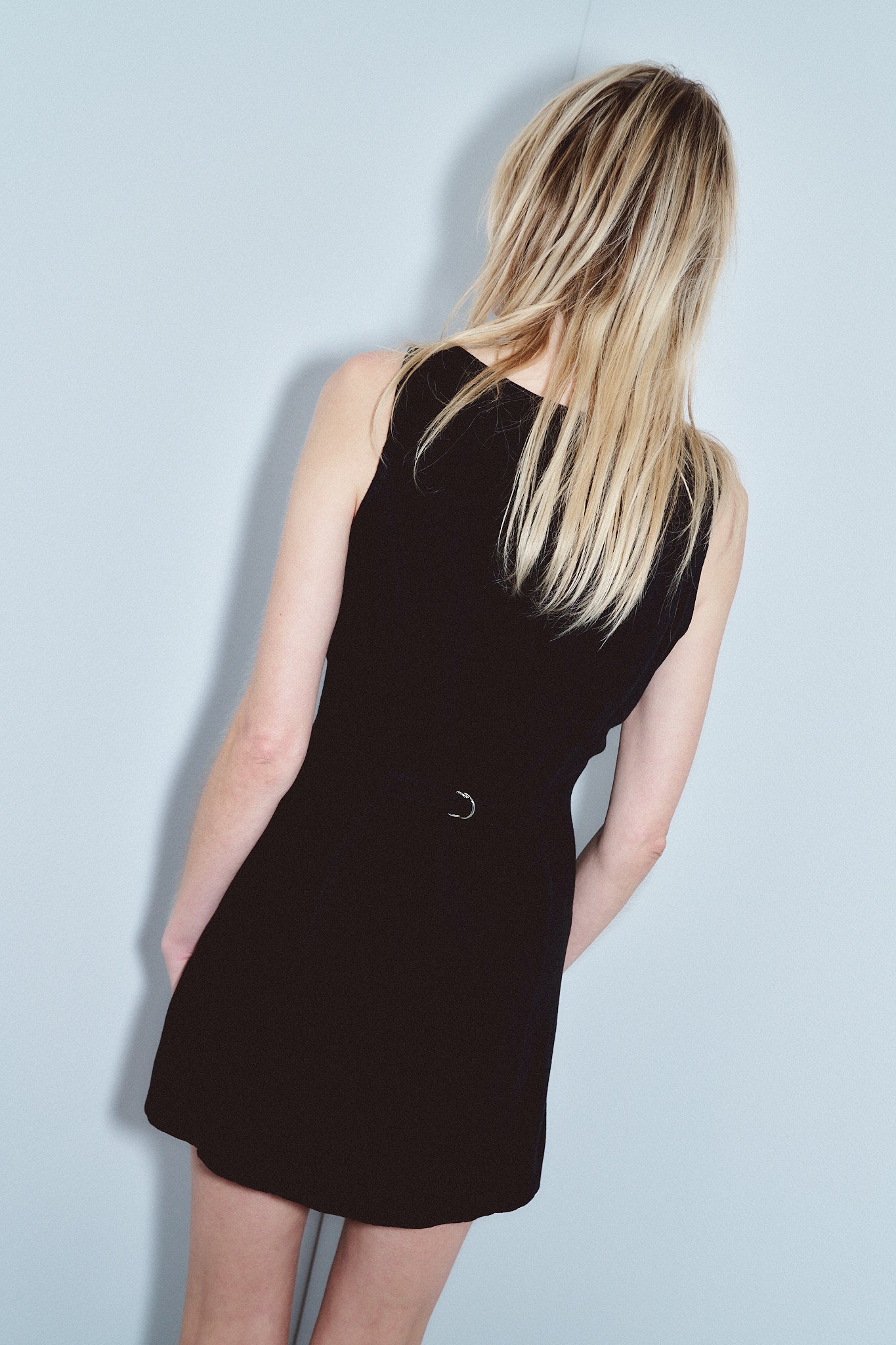 Unbuttoned Soft Linen Mini Dress Black L / Black Unbuttoned Soft Linen Mini Dress Black L / Black
