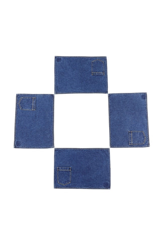 Set of 4 Denim Placemats Dark Wash