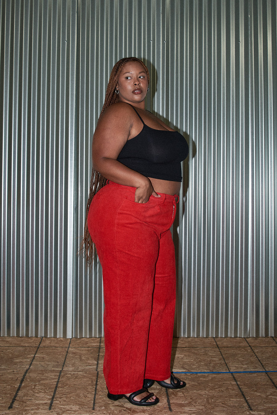 UNISEX RED Corduroy Grampa Trousers