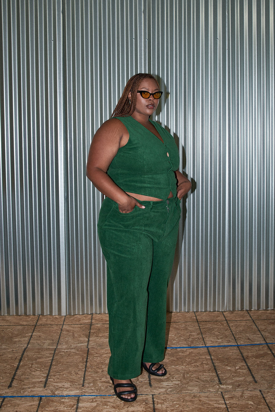 Unisex Poison Green Corduroy Vest