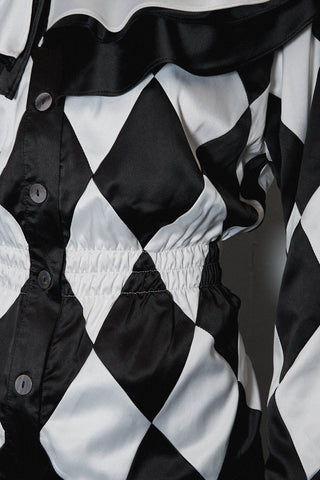 Quilted Satin Harlequin Jester Top