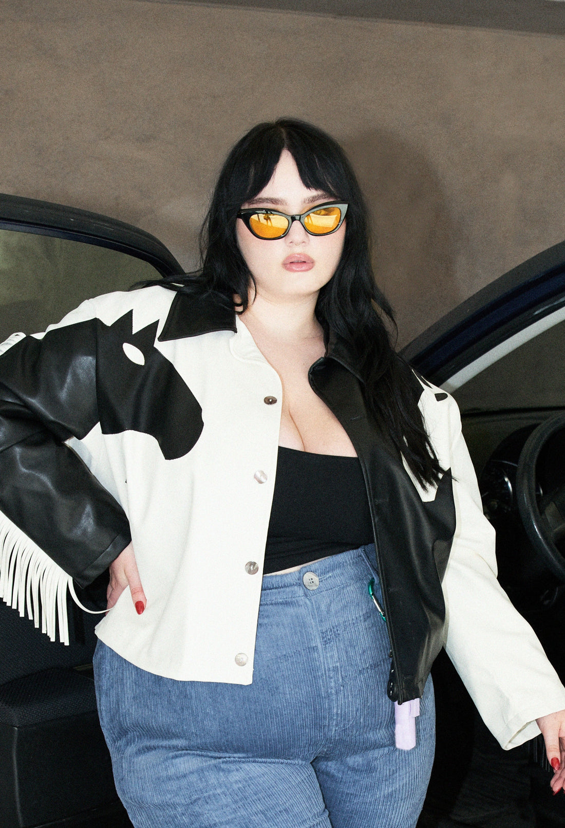 Cat Eye Cool guy Sunglasses Black/Yellow