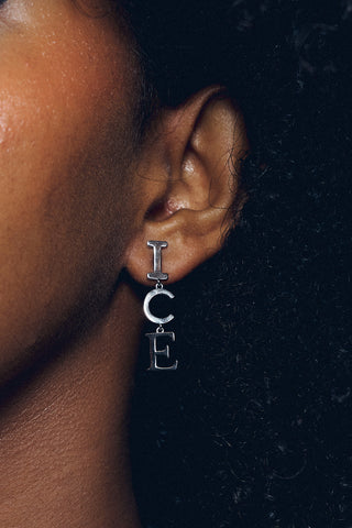 PRE-ORDER: Sterling Silver FUCK ICE Dangle Earrings