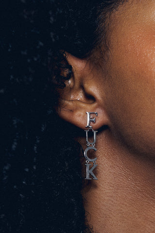 PRE-ORDER: Sterling Silver FUCK ICE Dangle Earrings