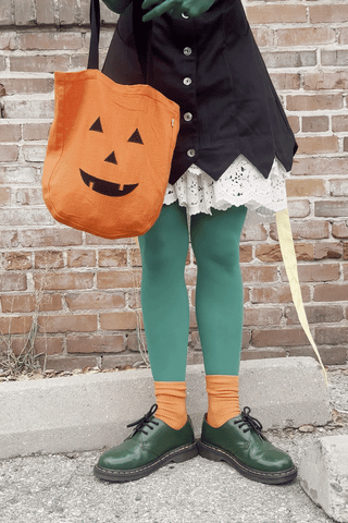Trick Or Treat Linen Medium Tote Bag Embroidered Face