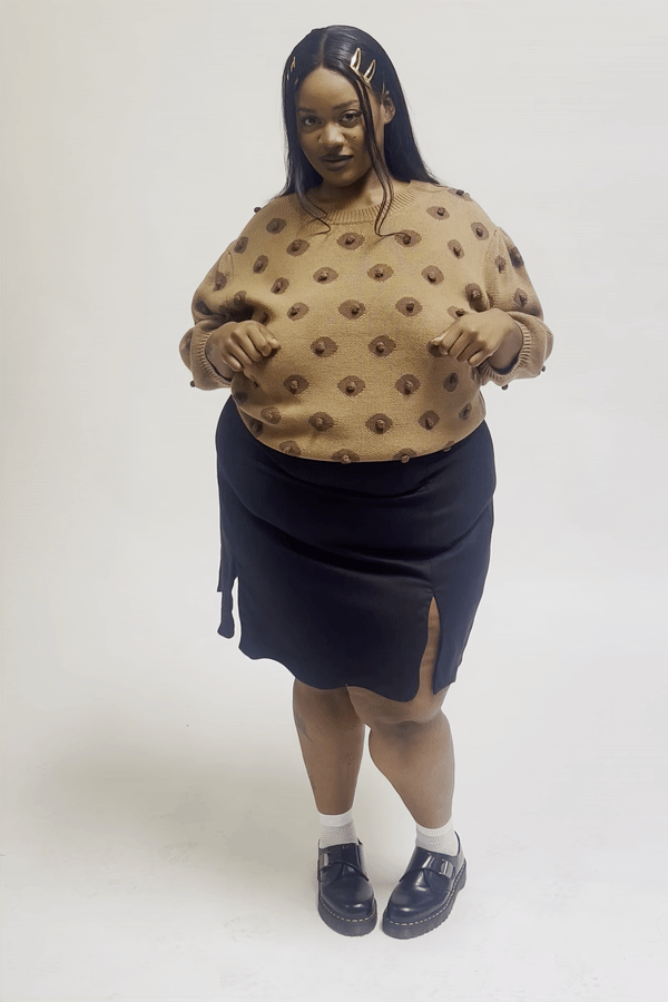 Nipple Knit Top Medium Brown