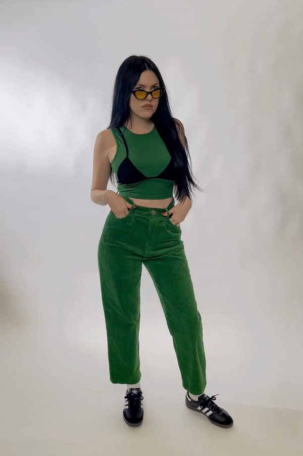 Unisex POISON GREEN Corduroy Grampa Trousers
