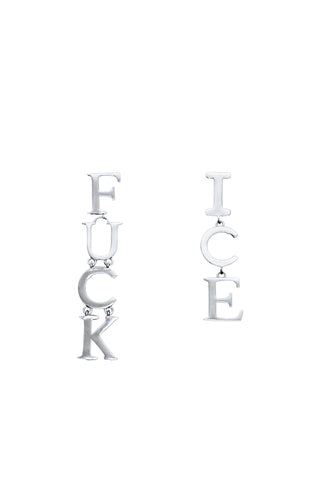 PRE-ORDER: Sterling Silver FUCK ICE Dangle Earrings
