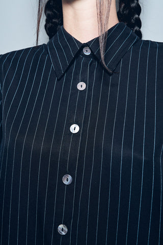 Boss Blouse Tencel Stripe Black