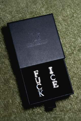 PRE-ORDER: Sterling Silver FUCK ICE Dangle Earrings