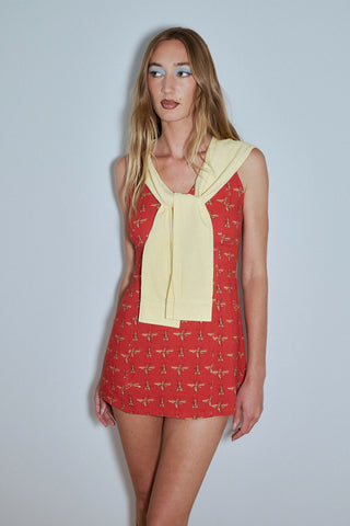 Country Club Soft Linen Dress Red Bug