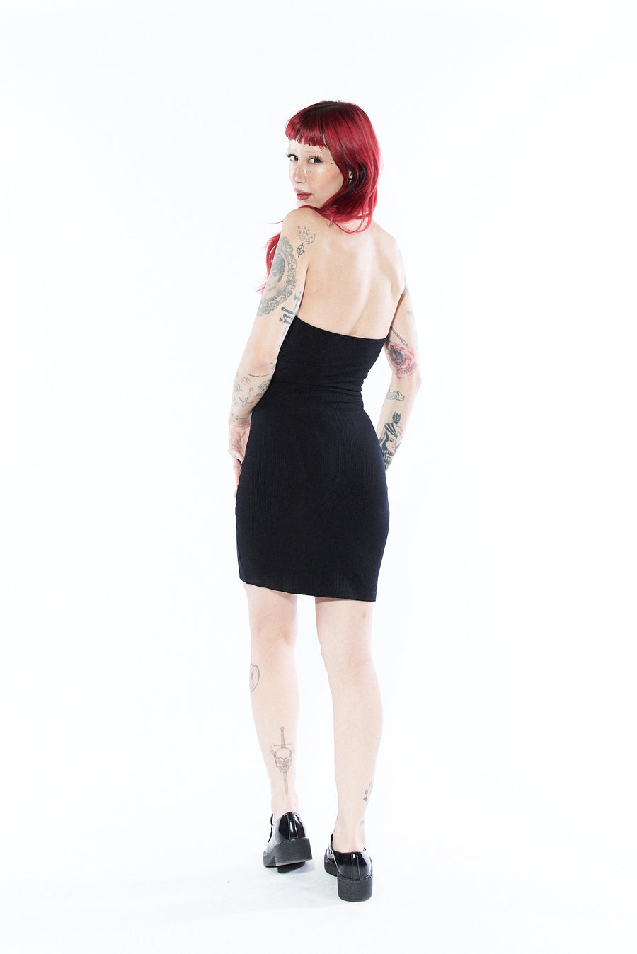 Black Tencel Halter Dress