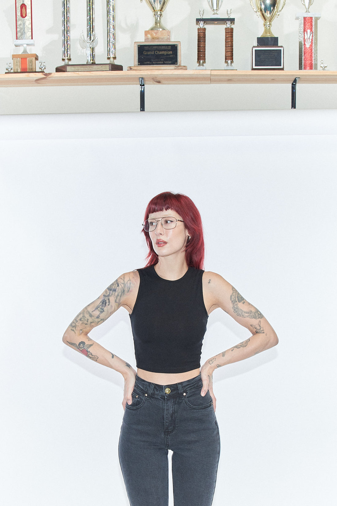 THE BITCH FELL OFF Tencel Rib Crop Tank