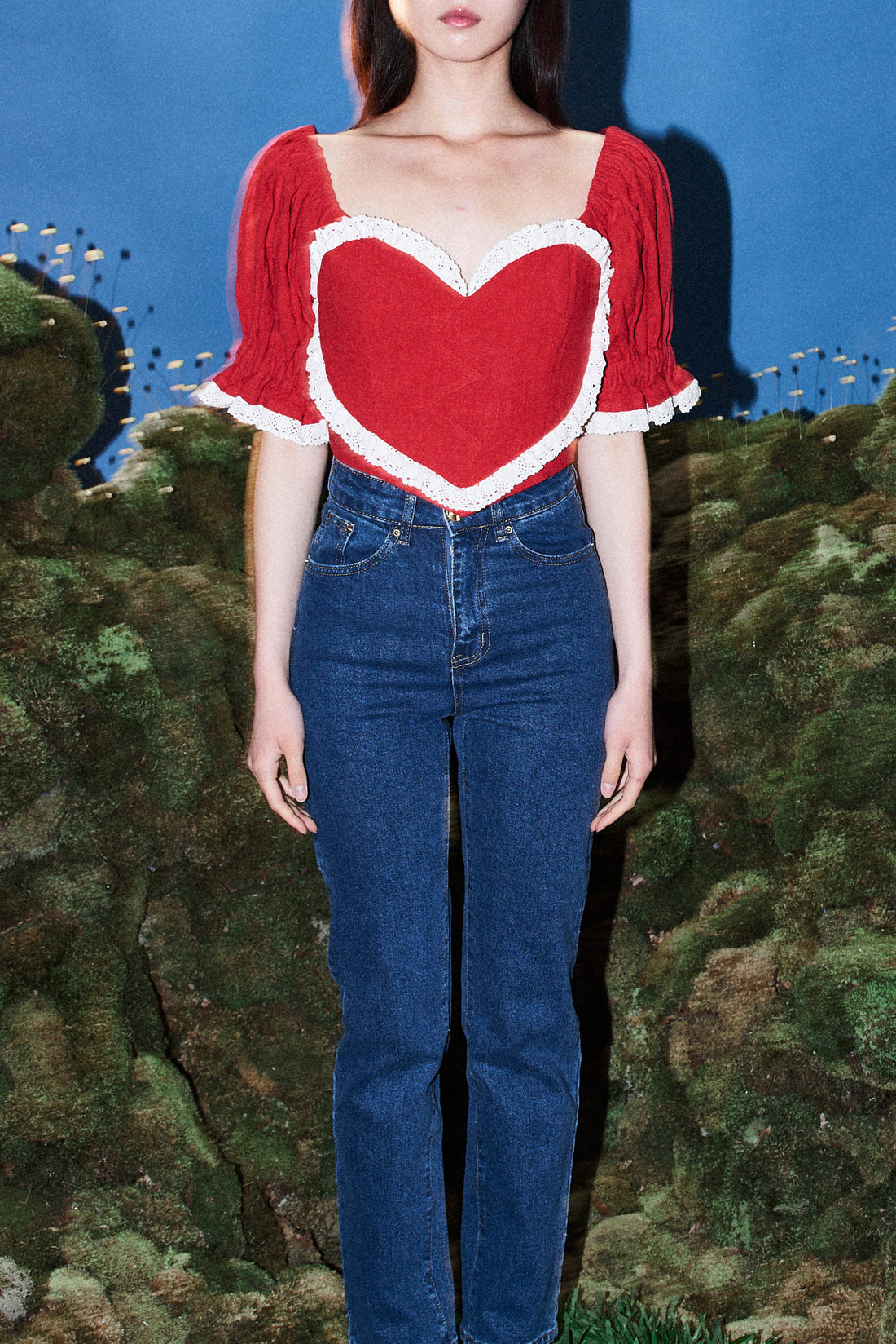 Valentine Puff Sleeve Crop Top