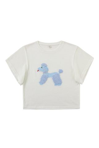 Poodle Wool Blend Tommy Tee White