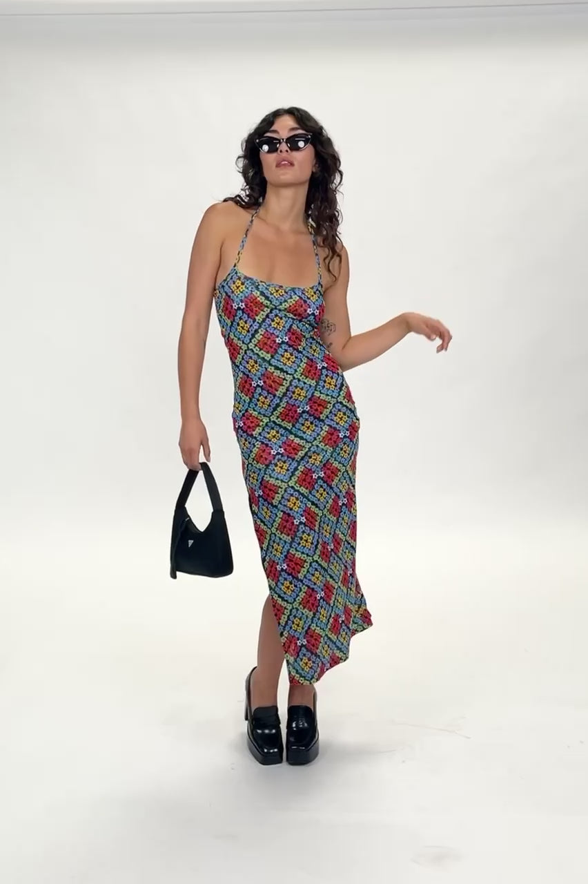 Floral Plaid Mesh Revenge Midi Dress