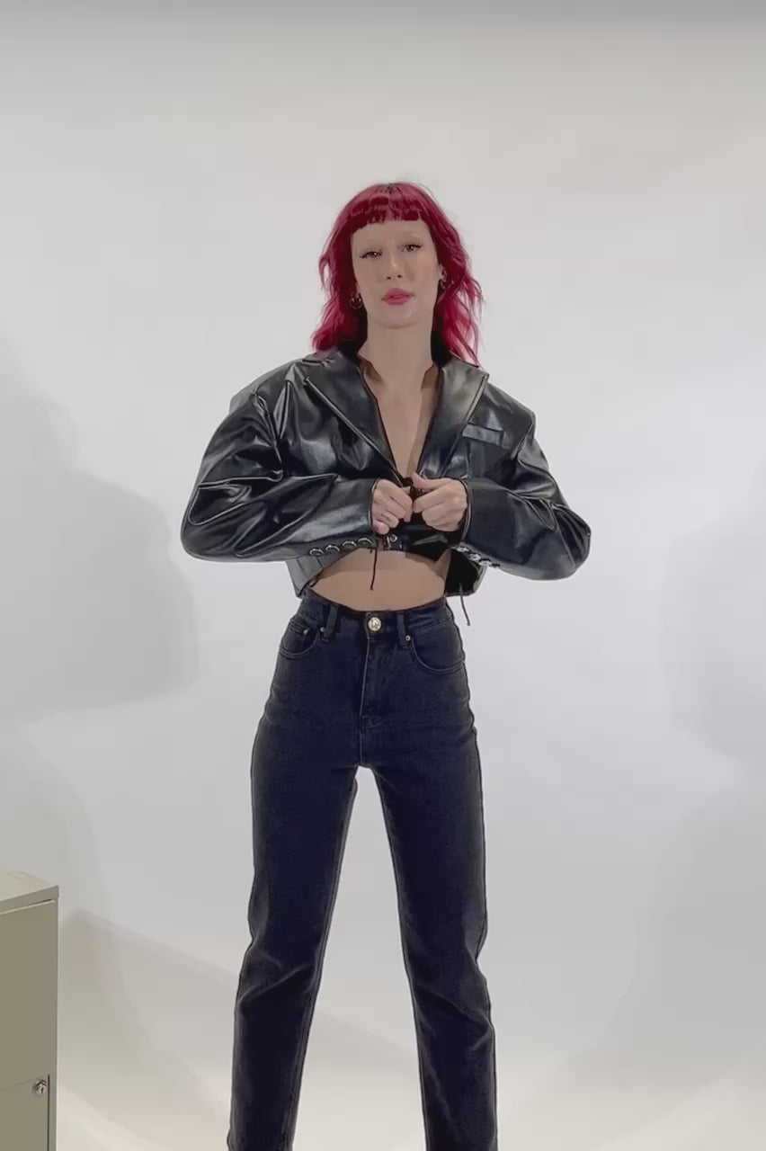 Plant Leather Black Corset Top
