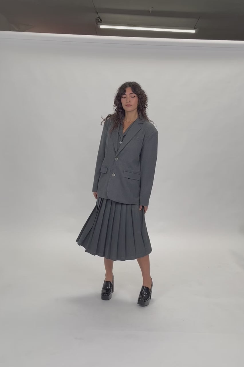 Gray Pleated Business Skirt