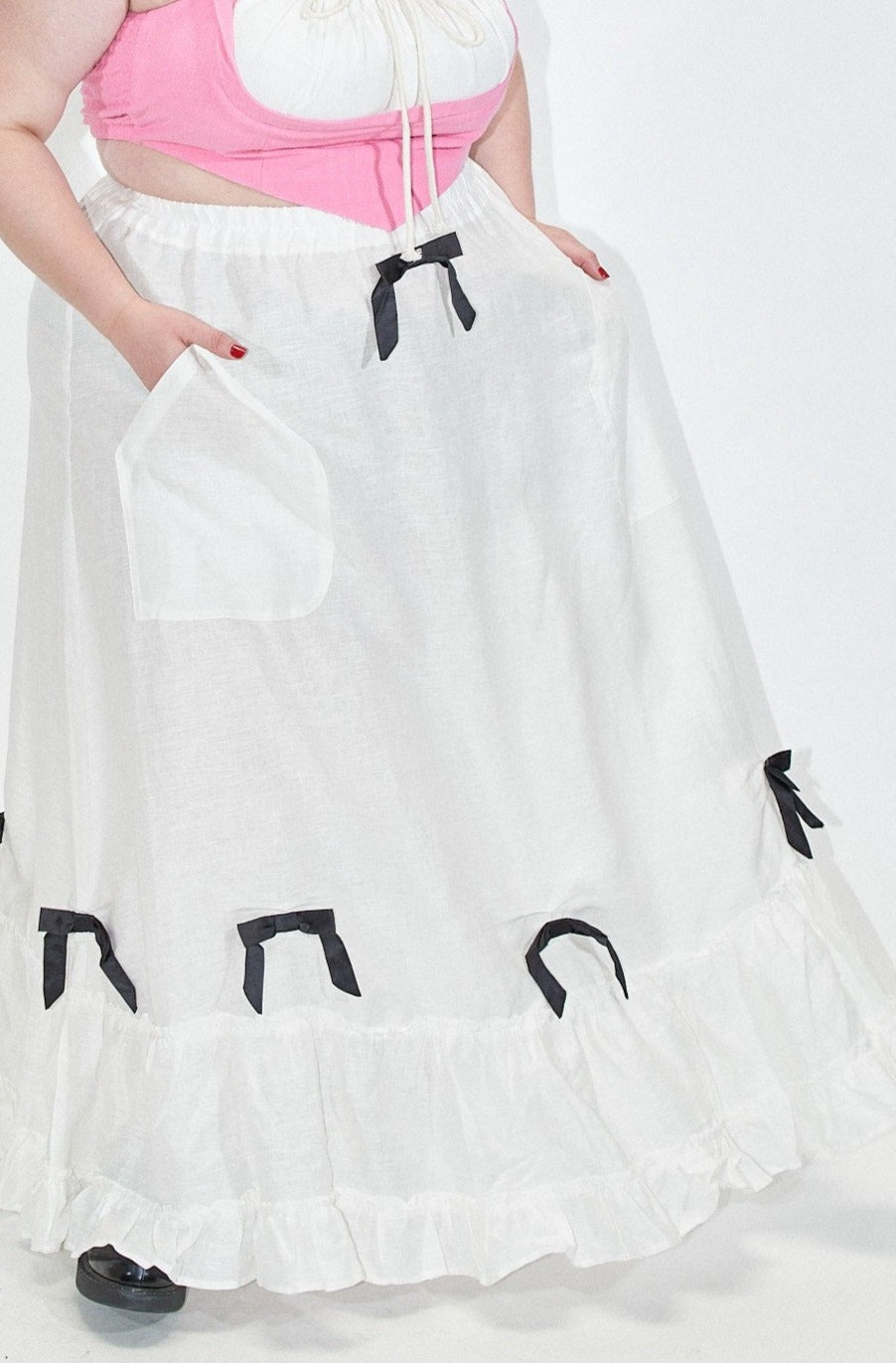 White company deals linen skirt