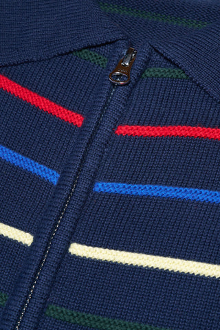 Zip Collared Stripe Cardigan