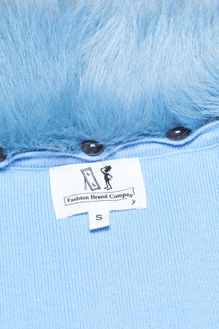 Baby Blue Faux Fur Collar Cardigan