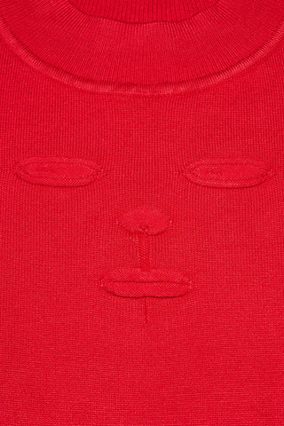 Devil Face Viscose Sweater Red