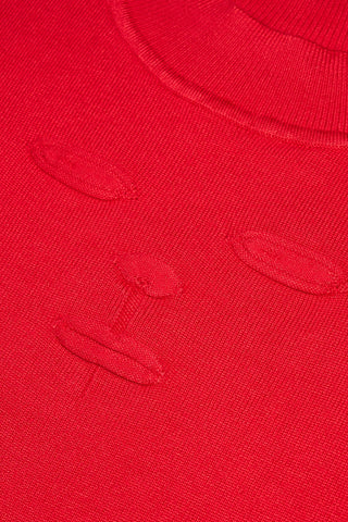 Devil Face Viscose Sweater Red