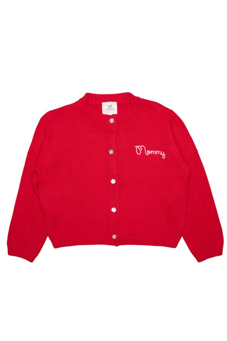 Mommy Cotton Cardigan Red