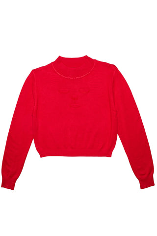 Devil Face Viscose Sweater Red