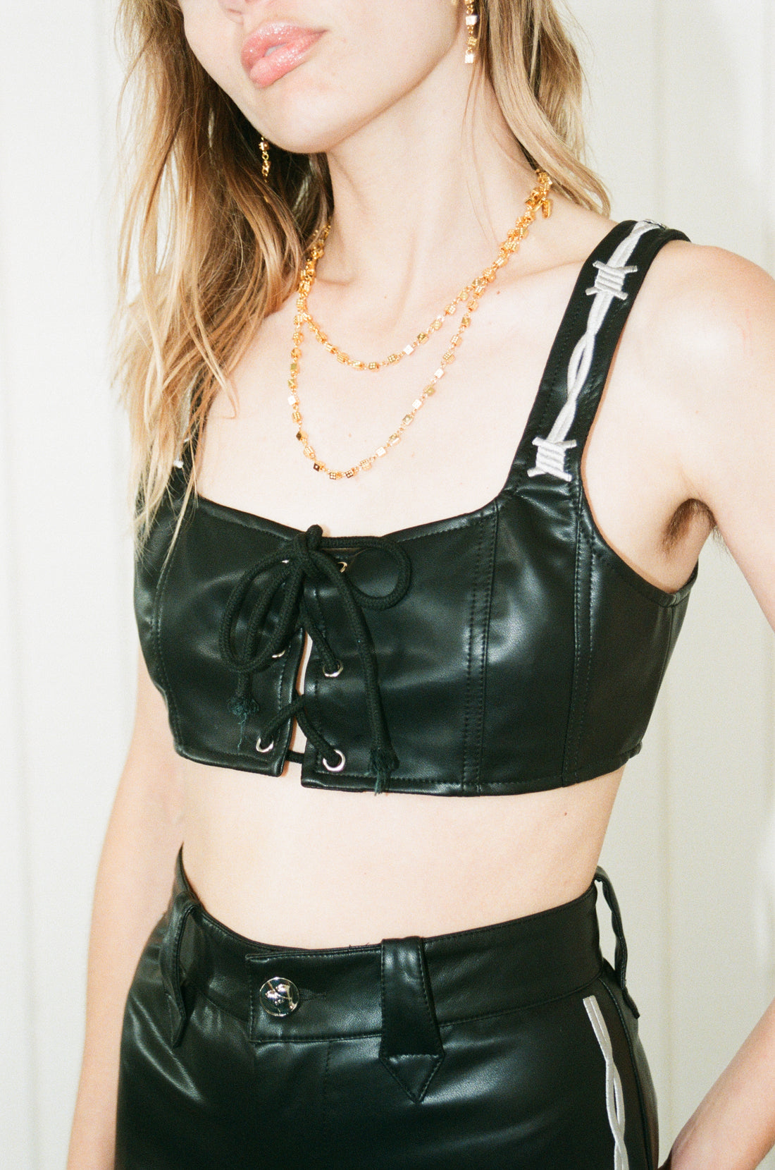 Pammy Faux leather Bra Top